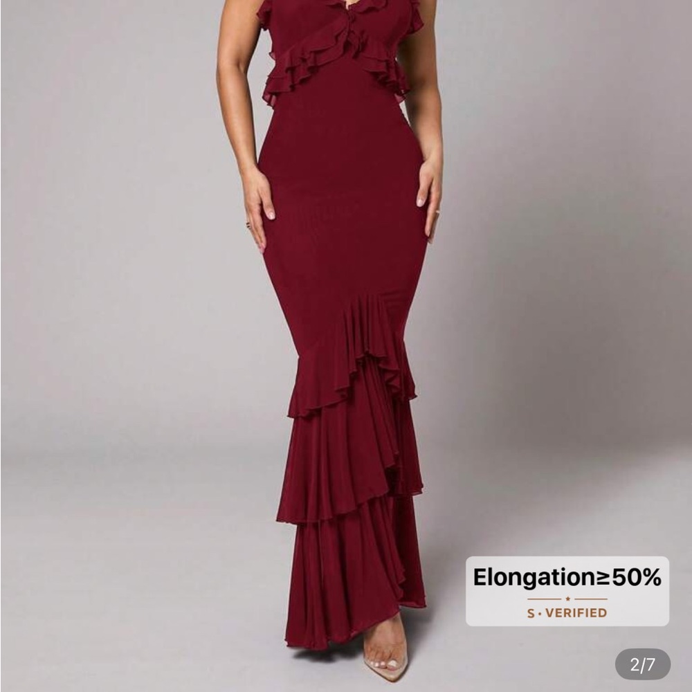 Red Mermaid Ruffled Gown - Picture 2 of 3